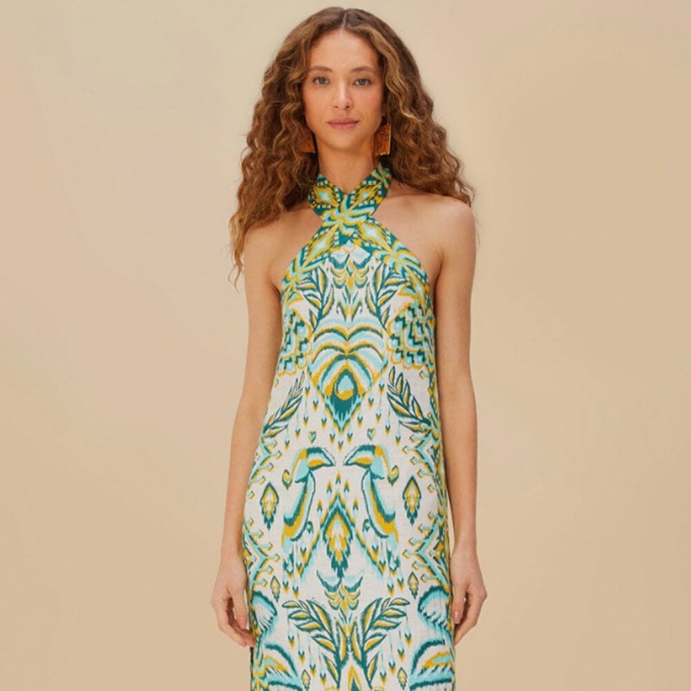 Farm Rio Tropical tapestry Euroflax™ premium linen maxi dress